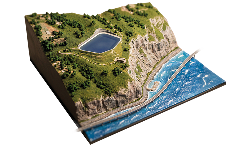 Vue 3D du site d'implantation de la STEP Tanika à la pointe du Gouffre